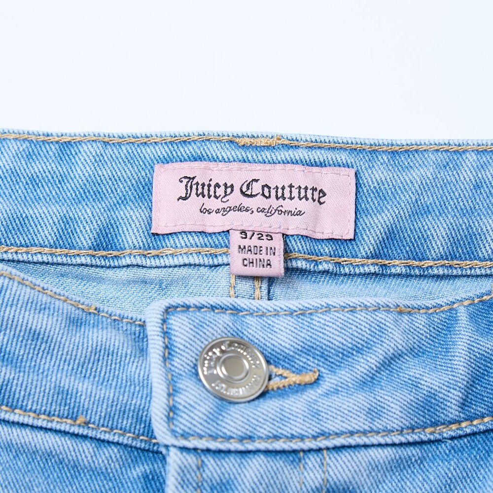 Juicy Couture NWT Low Rise Abbot Side Seam Logo Indigo Light Wash 9/29 y2k - Picture 6 of 12